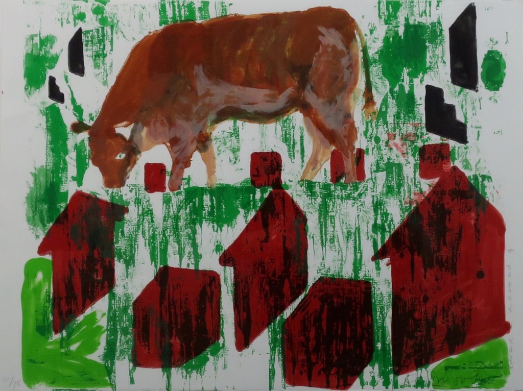 Cees Dolk: Zeefdruk, Roerend en onroerend (4) - Ingelijst kopen? Bied vanaf 35!