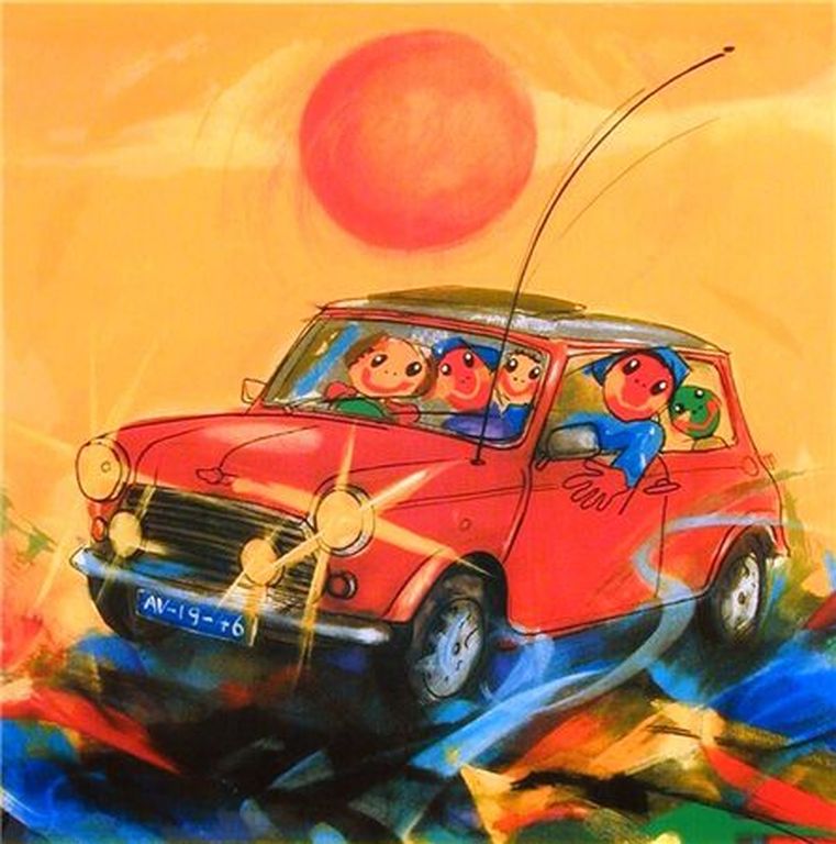 Ad Verstijnen: Zeefdruk, Austin 7  verkocht voor € 180!