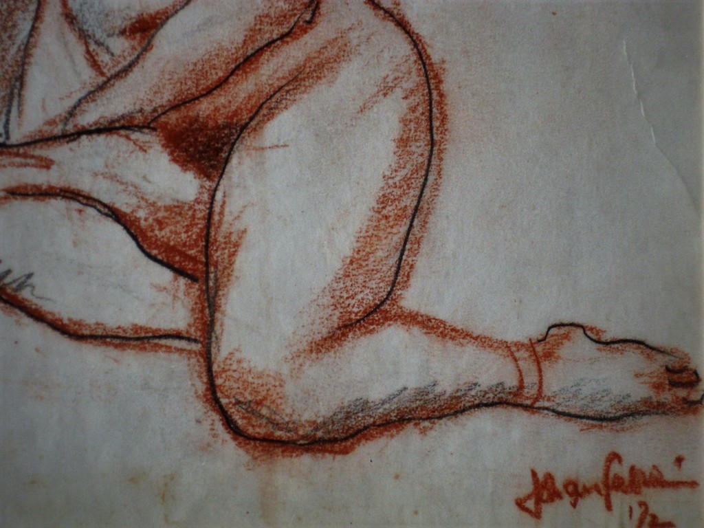 Fraaie roodkrijttekening "naakte vrouw" van schrijver/illustrator jo Fabricius  kopen? Bied vanaf 1!