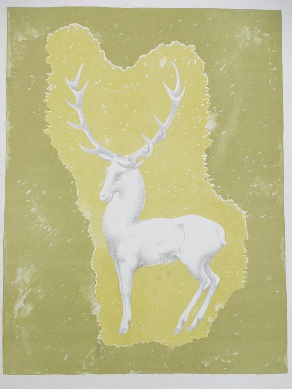 John Raedecker, Edelhert, Litho in groen kopen? Bied vanaf 30!