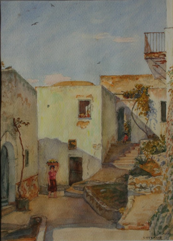 Sipke van der Schaar (1979-1961), aquarel, dorpstafreel kopen? Bied vanaf 70!