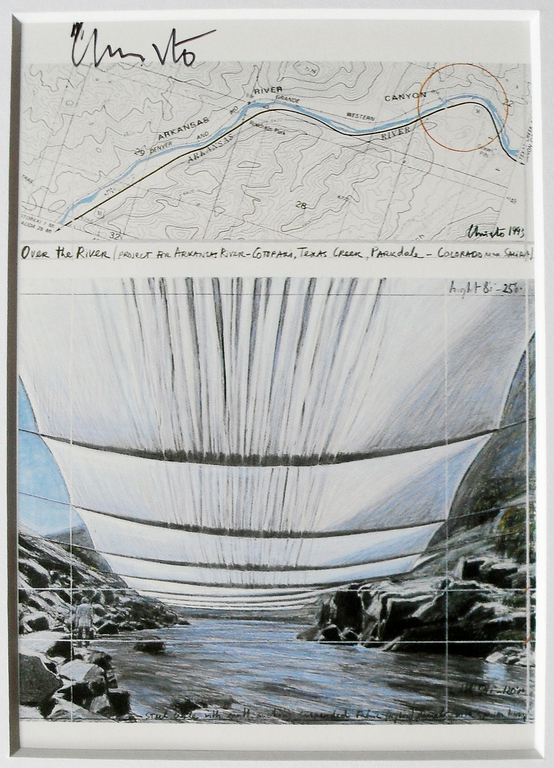 Christo - Project for the Arkansas River, Colorado - handgesigneerd verkocht voor € 45!