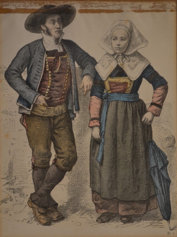 Handgekleurde kopergravure, traditionele kleding (1850-1875) kopen? Bied vanaf 1!