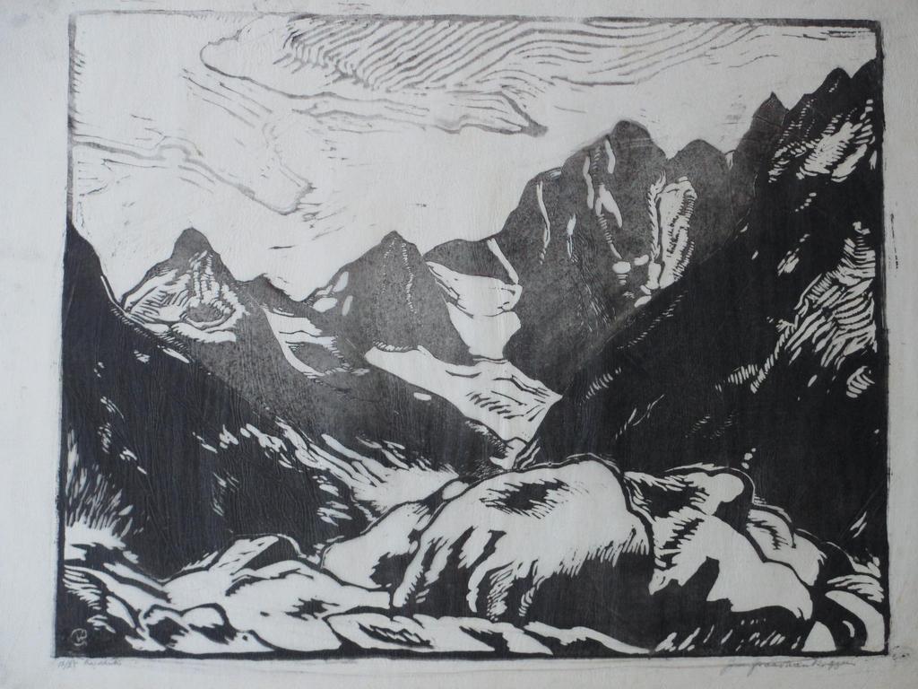 J.Graadt van Roggen, Hautes Pyrenees, Houtsnede 1922 kopen? Bied vanaf 90!