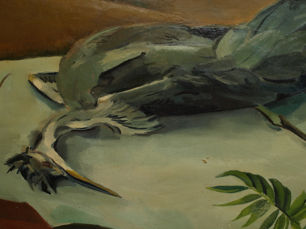 Onbekende kunstenaar - Olieverf op canvas – Reiger is dood - Oud kopen? Bied vanaf 90!