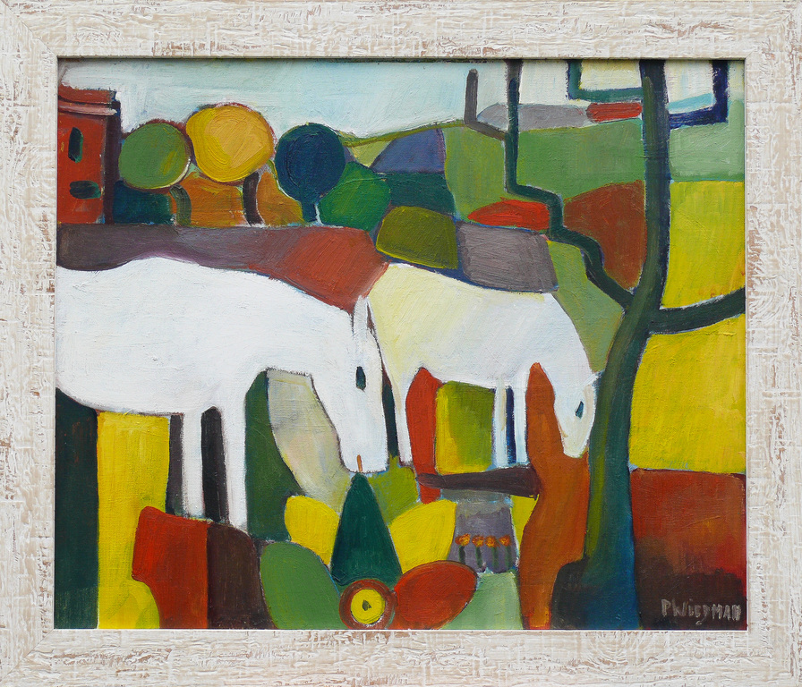 Piet Wiegman (ll): Olieverf, Twee paarden kopen? Bied vanaf 299!