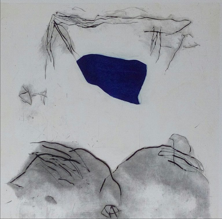 Charlotte le Fevre: droge naald, Abstracte compositie in zwart en blauw verkocht voor € 35!