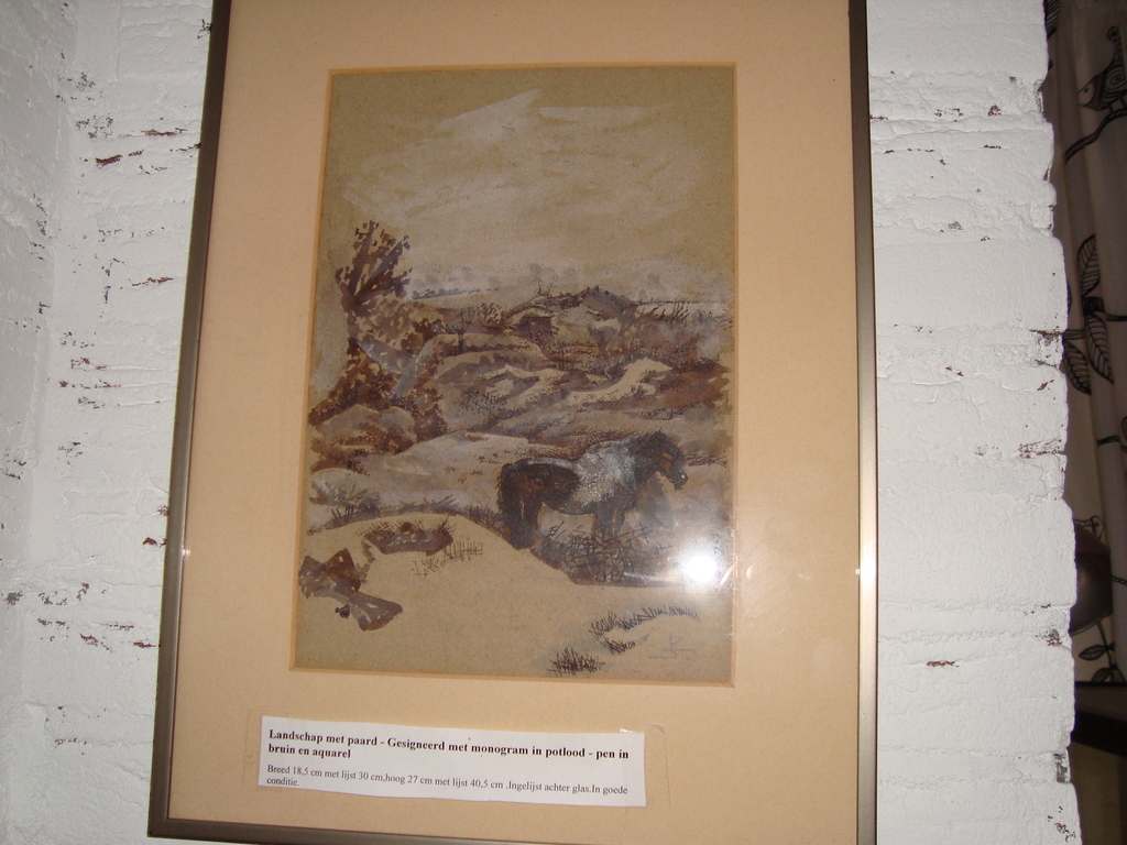 Landschap met paard - Ges. met monogram in potlood - pen in bruin en aquarel kopen? Bied vanaf 1!