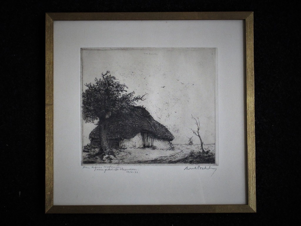 Zeldzaam mooi werk van "de Etser van de Kempen" Dirk Baksteen 1886-1971  verkocht voor € 70!