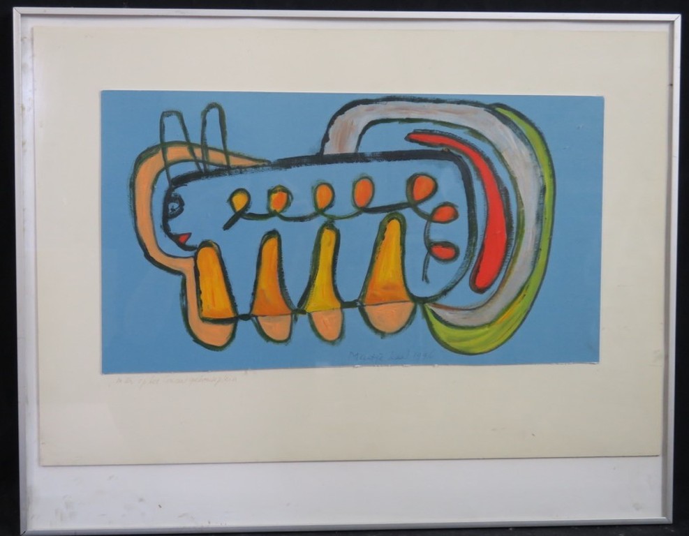 Meertje Kaal: Acryl op papier, Mier op het Concertgebouwplein - Ingelijst kopen? Bied vanaf 1!