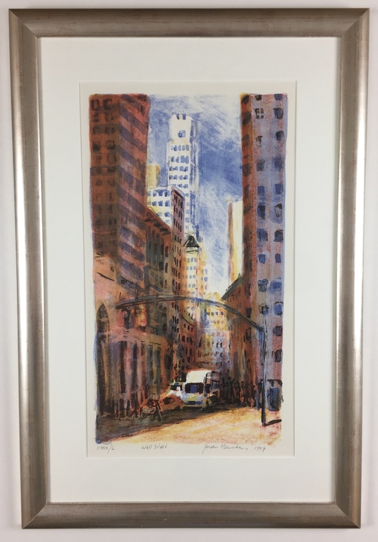 Jeroen Hermkens, kleurenlitho, 'Wall street', 1999 kopen? Bied vanaf 159!