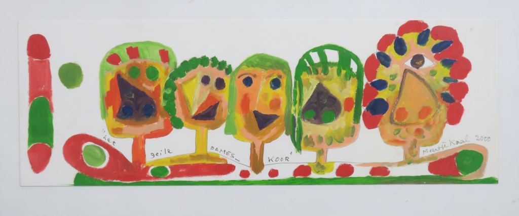 Meertje Kaal: Olieverf op papier, Het geile dames koor - Ingelijst kopen? Bied vanaf 1!