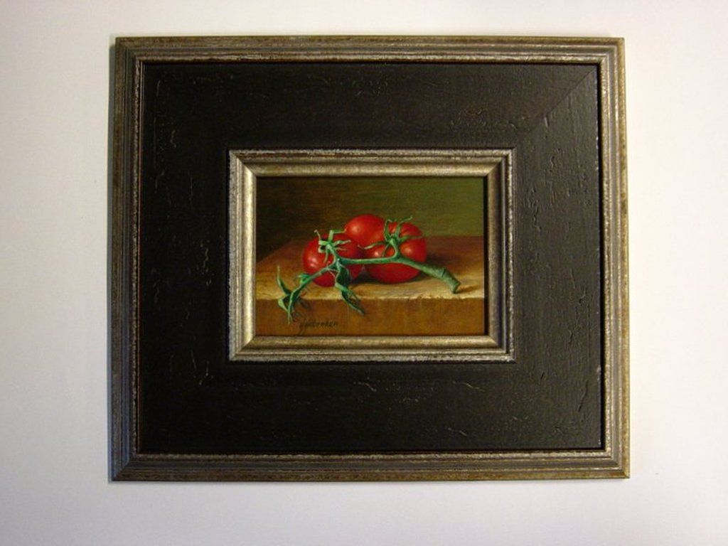 Hans Habraken, olieverf op paneel Stilleven met trostomaten verkocht voor € 245!