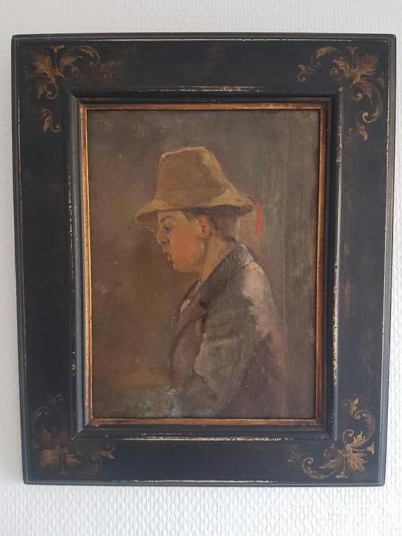 Haagse school, olieverf op karton, jongen met hoed, onduidelijk gesigneerd kopen? Bied vanaf 150!
