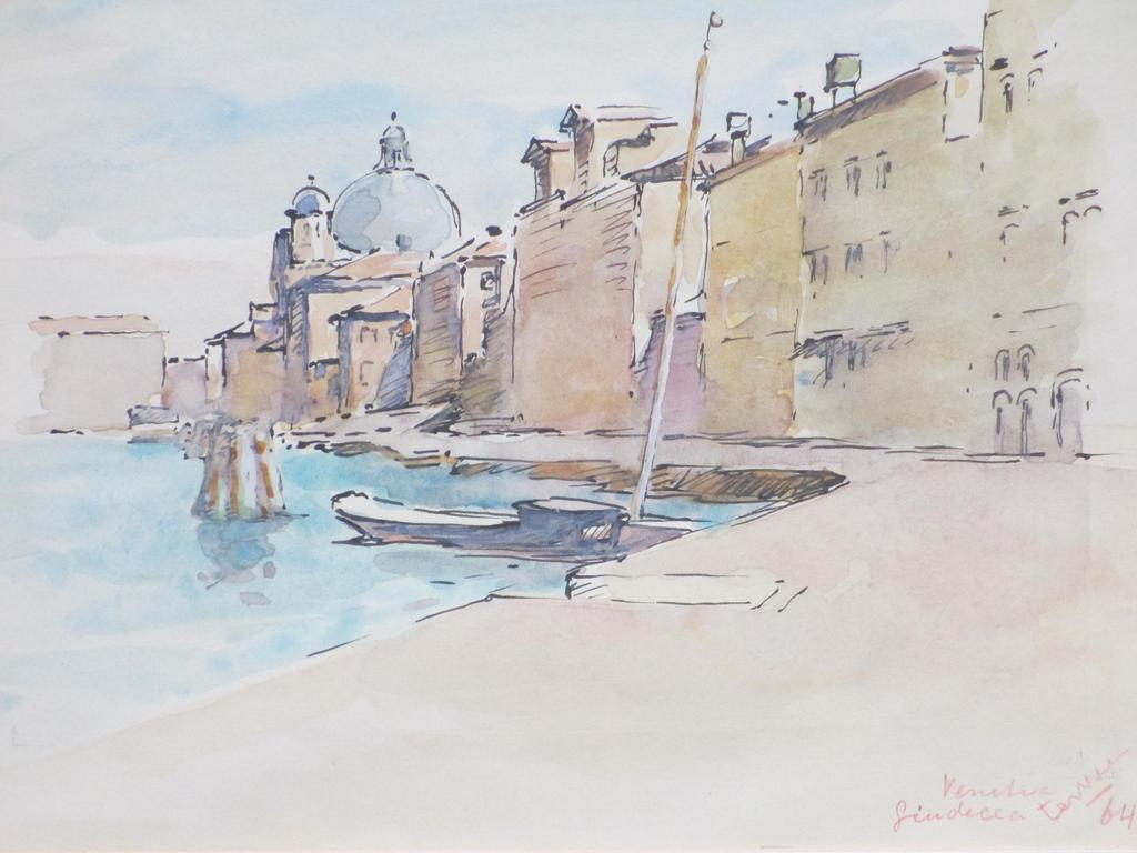 Johan  Laurent ter Veer, Venetië kade, Gemengde techniek verkocht voor € 40!