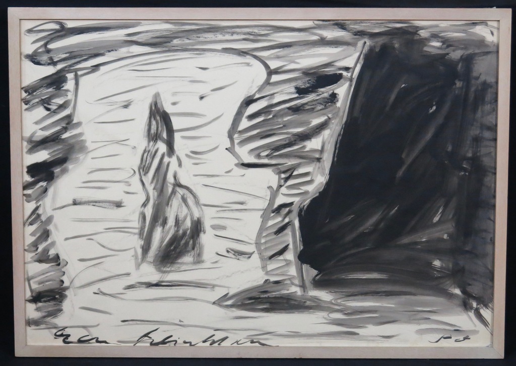 Han Klinkhamer: Acryl op papier, Zonder titel - Ingelijst verkocht voor € 50!