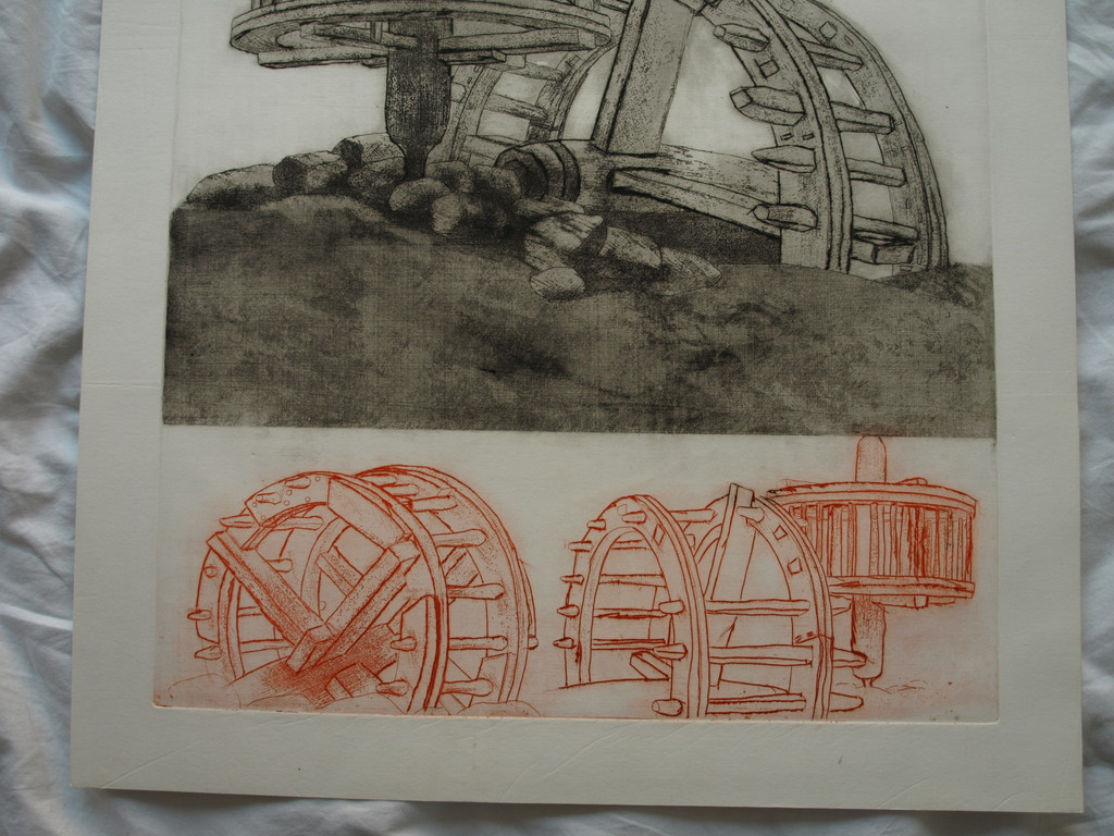 Walter Barten : 2x Ets , Het Rad – gesigneerd – ca 1978 kopen? Bied vanaf 35!