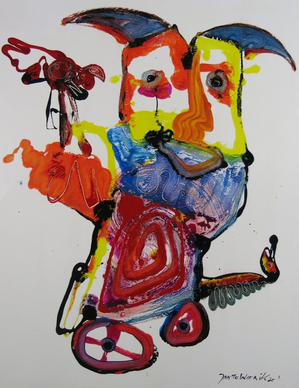 Jan te Wierik: Gemengde verftechnieken op papier, Vreemd wezen kopen? Bied vanaf 1000!