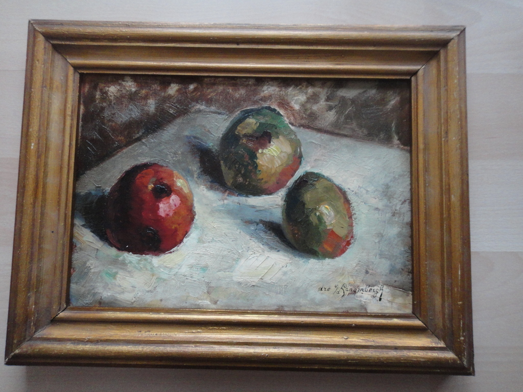 Dré van den Langenbergh /olieverf op doek /  Stilleven met goudreinetten kopen? Bied vanaf 85!