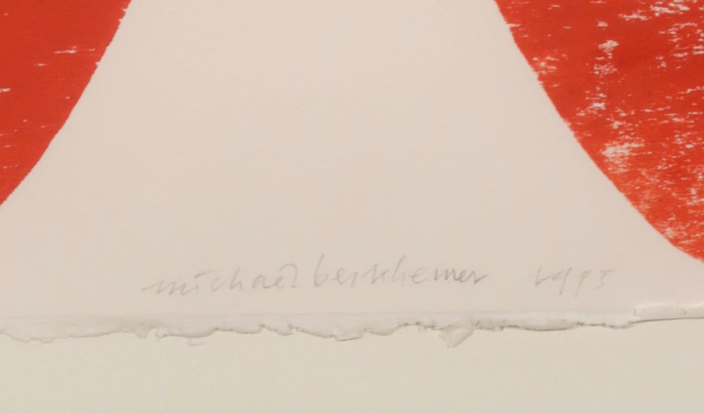 Michael Berkhemer: Houtsnede, Z.T. (Rood) - Ingelijst kopen? Bied vanaf 80!