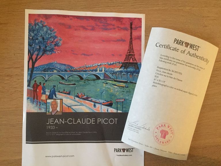 Jean-Claude Picot; kleurenlitho genaamd Octobre sur la baie de Cannes kopen? Bied vanaf 20!