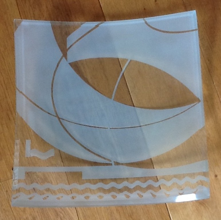 Hein Kuipers, Zware geëtste glazen schaal kopen? Bied vanaf 10!