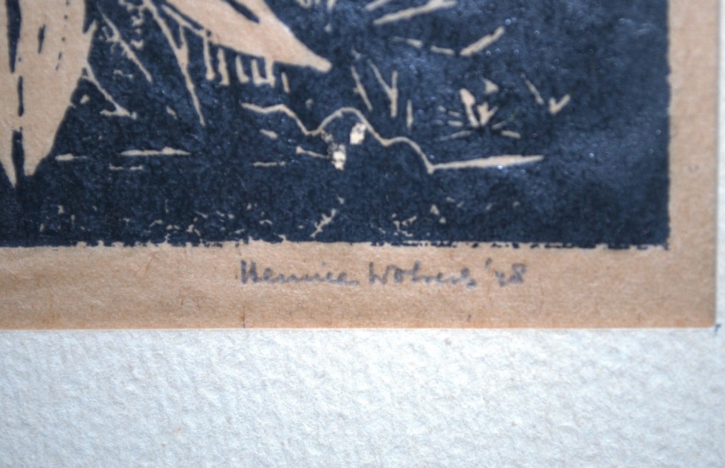 Hennie Wolvers - houtsnede bloemen getiteld Romance 1948 kopen? Bied vanaf 1!