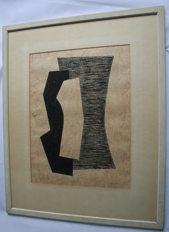 Geni Peter - houtdruk - ingelijst - gesigneerd kopen? Bied vanaf 60!