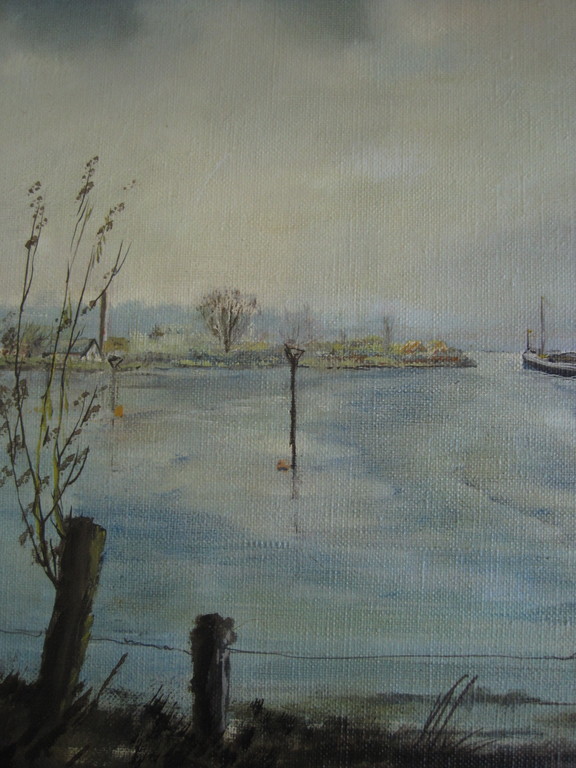 Mooi oud olieverf "binnenvaartschip op de IJssel bij Kampen" gesigneerd  kopen? Bied vanaf 1!
