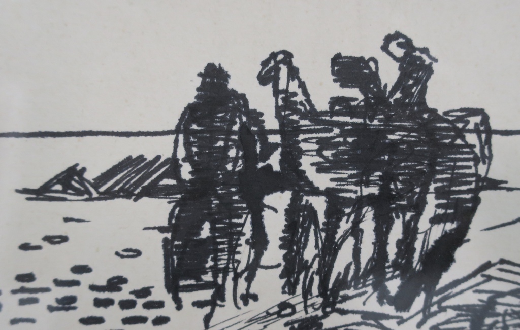 Corneille: Pentekening, Z.T. Landschap met figuren uit 1962! - Ingelijst kopen? Bied vanaf 600!