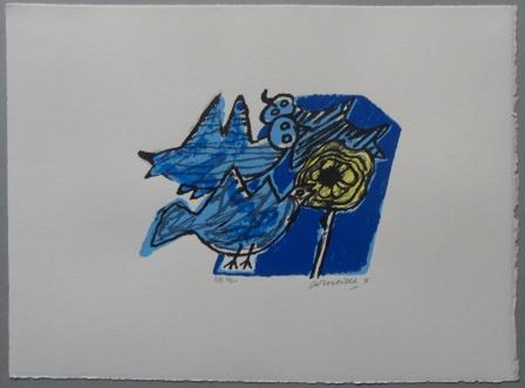 Corneille: vogels in blauw met zonnebloem kopen? Bied vanaf 1!