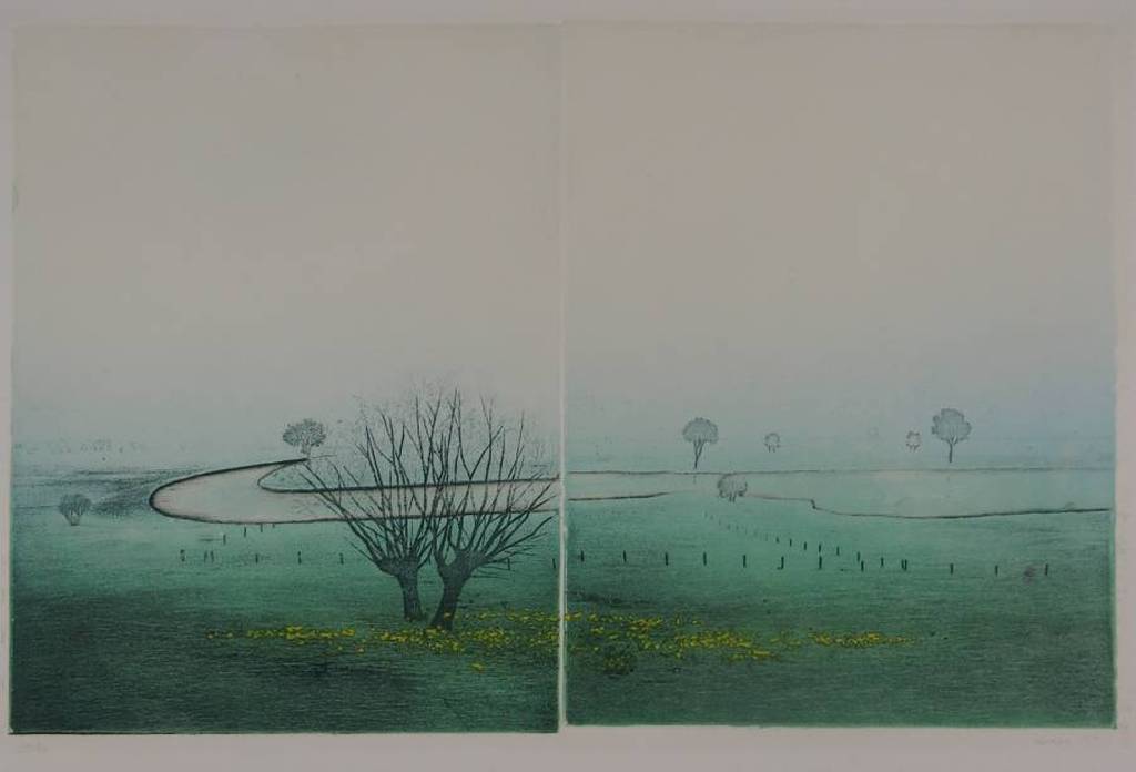 Elmar Gille, Ets en aquatint, Winterlandschap verkocht voor € 45!
