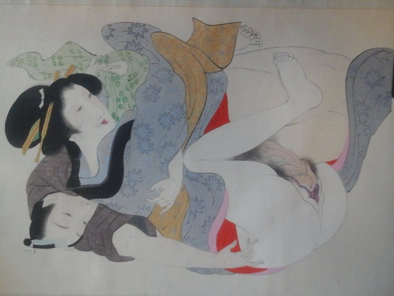 Erotiese Japanse tekening 'Shunga'  ca. 1920 - 24 x 29  kopen? Bied vanaf 30!