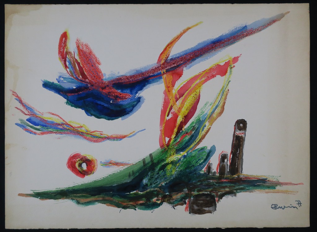 Erwin de Vries: Krijt en Aquarel, Landschap verkocht voor € 420!