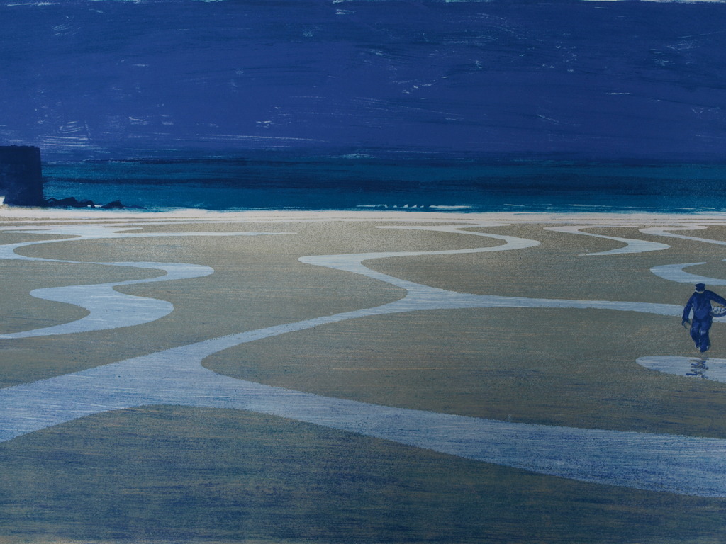 Zeefdruk – Man aan strand bij eb – Gesigneerd – ca 1970   kopen? Bied vanaf 1!