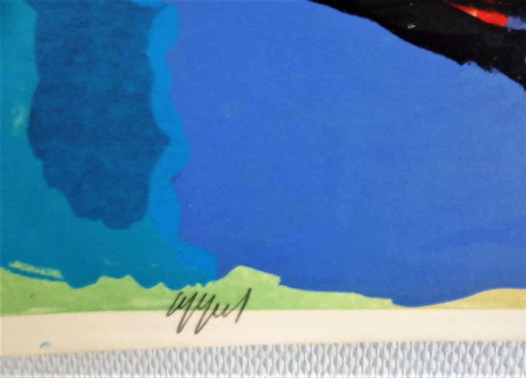 Karel Appel litho uit 1965  Heads in a colourfull landscape. kopen? Bied vanaf 500!