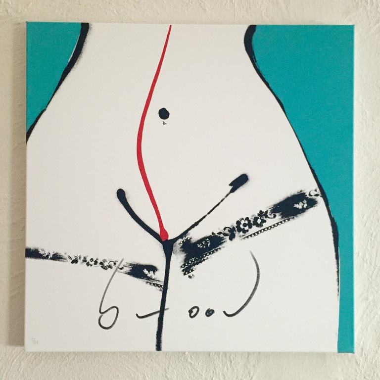 EENMALIG: HERMAN BROOD, handgesigneerde zeefdruk op linnen: Hips Mint verkocht voor € 125!