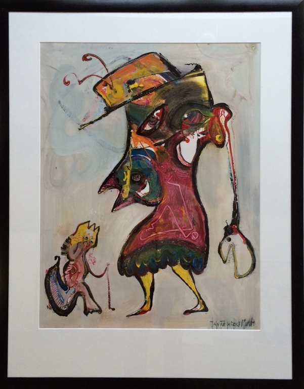 Jan te Wierik, origineel schilderij op papier in mooie lijst. verkocht voor € 700!