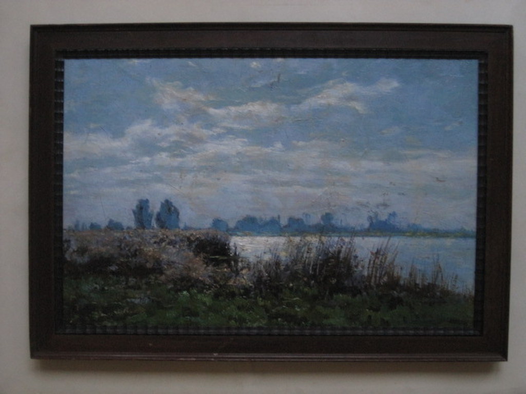 Haarlem impressionist Ad. Miolee 1879-1961 olieverf "aan deVecht bij Nigtevecht" verkocht voor € 100!