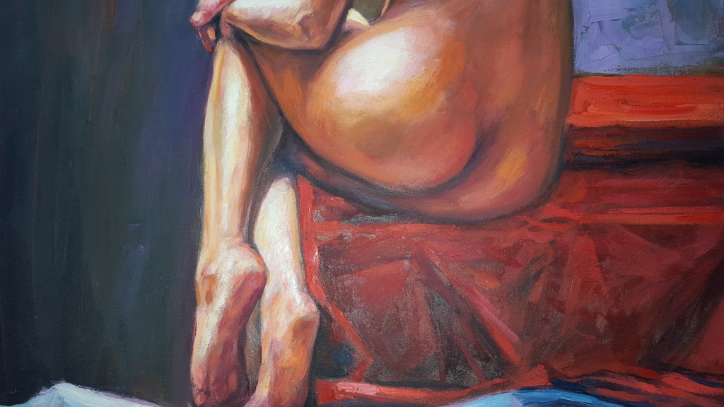 Naakte dame - acryl op doek (45cm x 60cm) kopen? Bied vanaf 95!