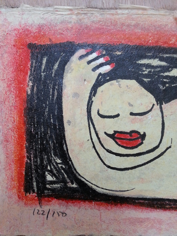 Hans Innemee, zeefdruk op handgeschept papier, Titel: kopen? Bied vanaf 50!