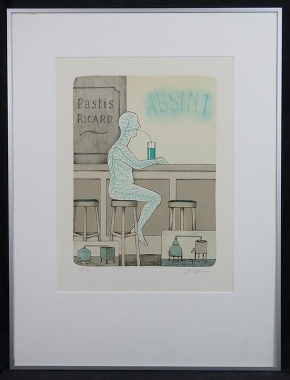 Jiri Sliva: Litho, Absint - Ingelijst verkocht voor € 65!