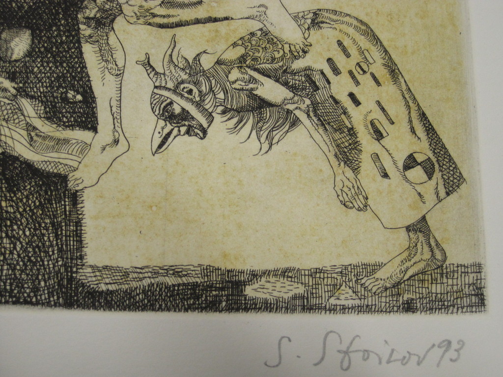 Grafische meester Bulgarije Stoimen Stoilov (1944-) Litho "Life's struggle" ges kopen? Bied vanaf 1!