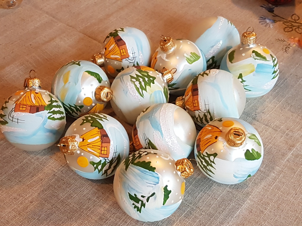 Lot Kerstmis 1965/70-kwik glas geblazen door de mond en met de hand geschilderd  kopen? Bied vanaf 1!