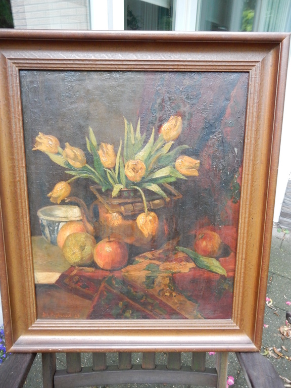 J.A.Pietersen, stilleven, olieverf op linnen, 1919 verkocht voor € 75!