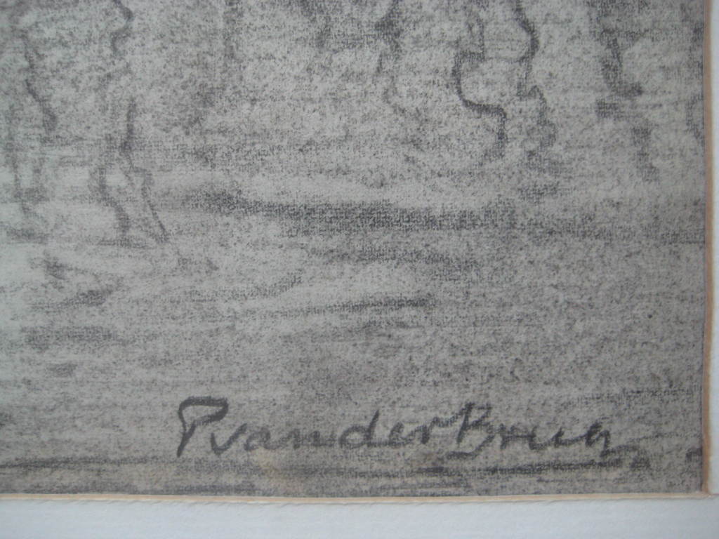 Pieter van der Brug: potloodtekening, landschap kopen? Bied vanaf 35!