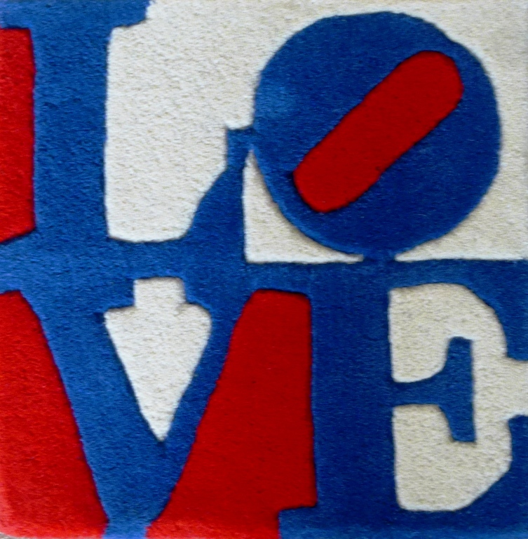 Robert Indiana, tapijt: Czech love, 2006 verkocht voor € 60!