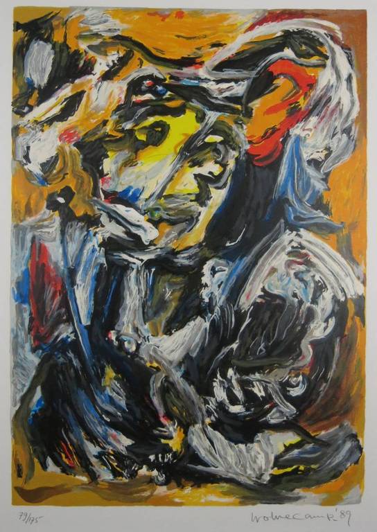 Theo Wolvecamp: Zeefdruk, Abstracte compositie verkocht voor € 200!