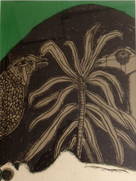 Corneille - Dialoque d'oiseaux Grote gesigneerde ingelijste lithografie kopen? Bied vanaf 99!