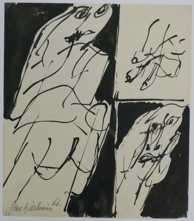 Jan Sierhuis: Inkttekening, Compositie met figuren kopen? Bied vanaf 1!